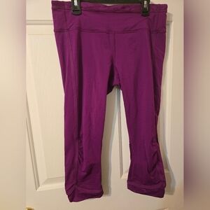 Lululemon Pace Perfect Magenta Purple Crop Leggings Zip Pocket 8